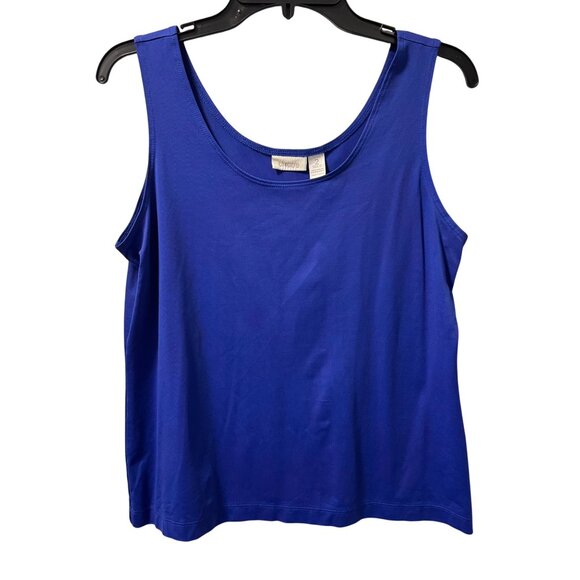 Chicos Blue Tank Top Size L Nylon Spandex Blend Sleeveless - Picture 1 of 12